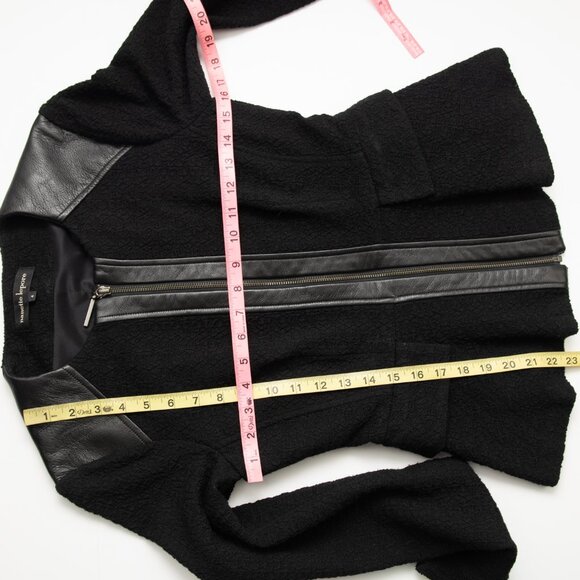 Nanette Lepore Jacket Leather Classic Tailored Textured Black Size 4 - Picture 6 of 7